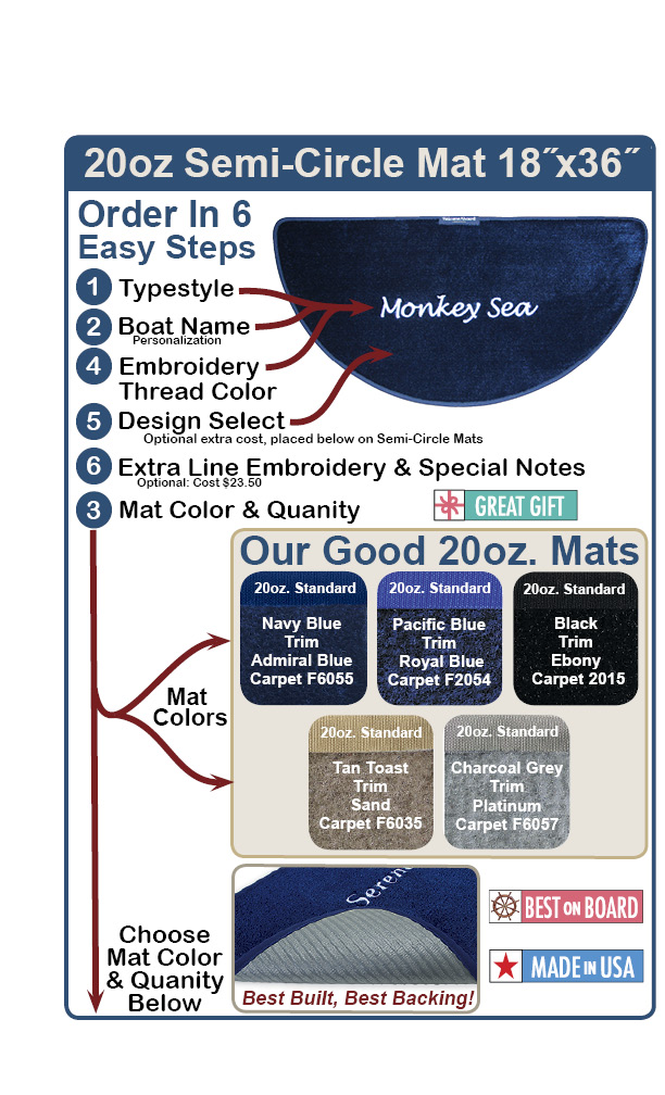 Standard Semi-Circle 20 Oz. Mat 18x36
