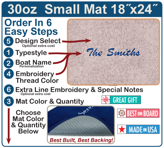 30oz Berber Small Mat Custom Embroidered 18x24