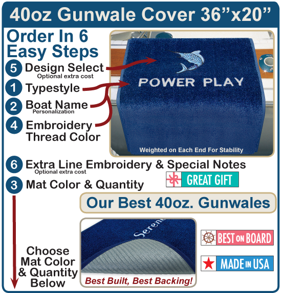 Premium Gunnel Cover 40oz Sunbrella Edged