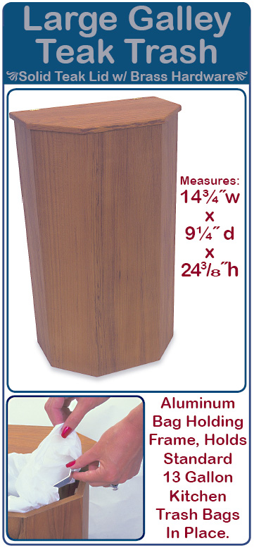 Larger Galley Teak Trash Can
