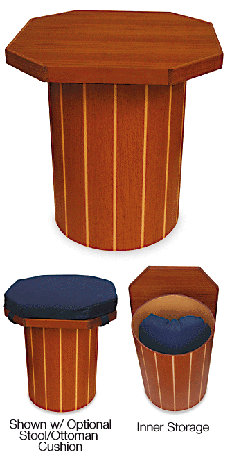 Teak Table, Stool, and Ottoman